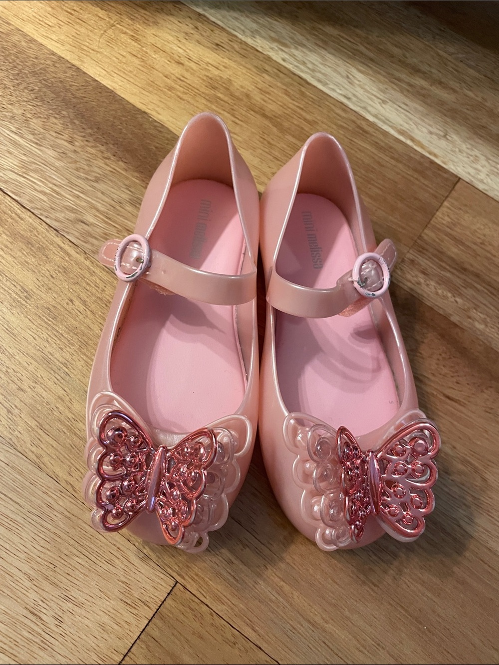 Mini Melissa Pink Girls' Butterfly Jelly Mary Janes 10t